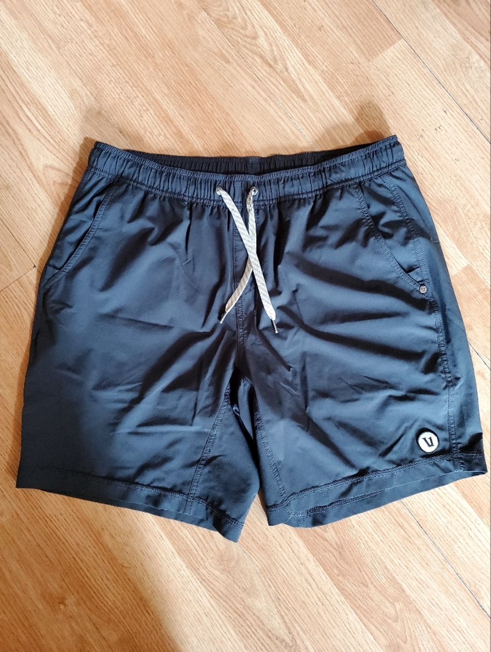 Vuori Black/Dark Grey Athletic Shorts with Drawstring